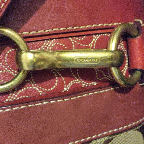 Vintage Coach Y2K Hampton Signature C Hobo – Rare Red Leather Shoulder Bag - Picture 8 of 16